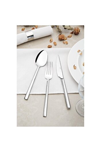 Nehir Dalyan 30 Piece Plain Stainless Small Family Set Without Knife