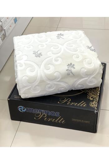 Merinos Pırıltı Double Blanket - Bone Silver