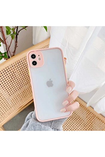 Fibaks Apple iPhone Se 2020 Se 2022 Compatible Case with Camera Protection Frosted Back Colored Edge with Key Silicone