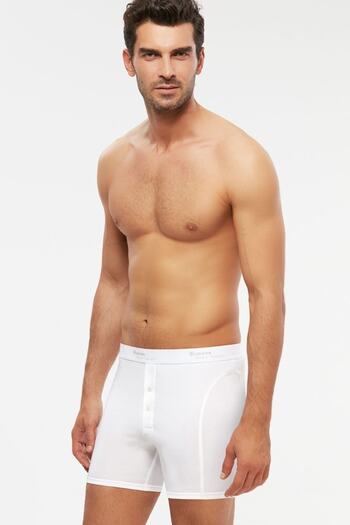 Kom Ανδρικό χτενισμένο βαμβακερό Lycra Compact Long Short Boxer με διπλό κουμπί 6 τεμαχίων