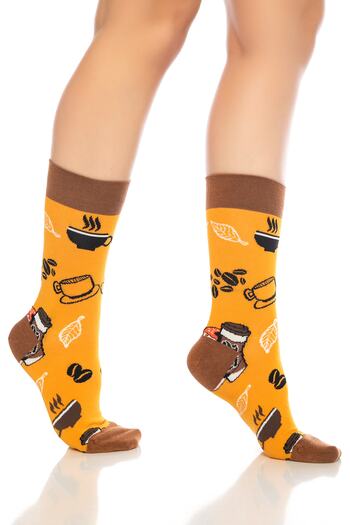 DAYCO Unisex Brown Patterned Colorful Socks