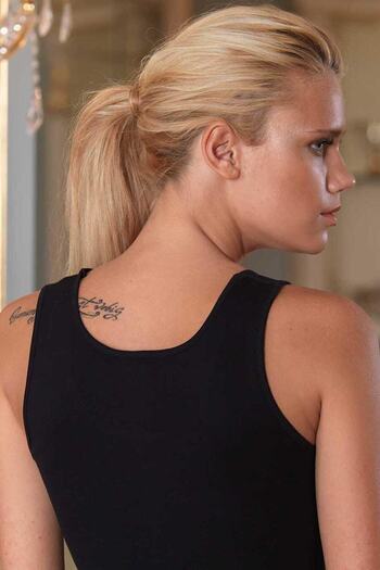 Şahinler Mb004 Black Women's 4 Pieces Wide Strap Ribbed Undershirt