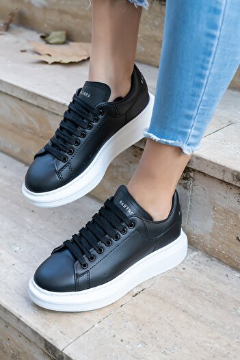 Blyss Unisex černá bílá teniska s tlustou podrážkou bílé sportovní boty