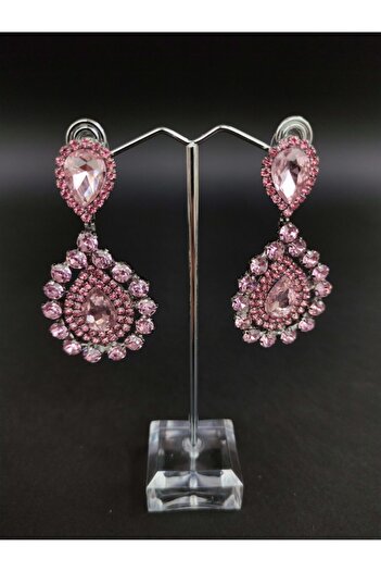 Türkay Aksesuar Pink Crystal Stone Henna Wedding Bridal Earring – Bijoux Earring – Bijoux Earring