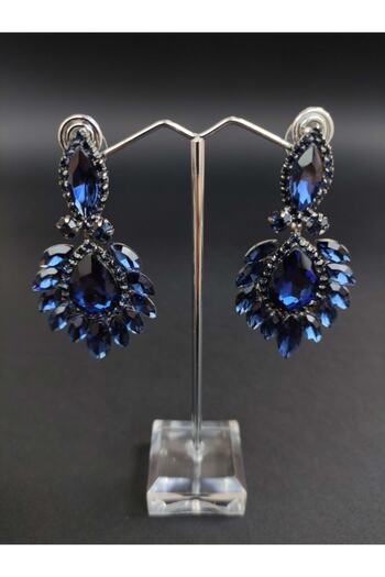 Türkay Aksesuar Navy Blue Crystal Stone Henna Wedding Bridal Earring – Bijoux Earring – Bijoux Earring – Bijoux Earring