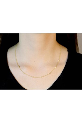 Doğan Silver Kadın Gümüş 50 Cm Altın Yaldızlı Top Top Zincir Dgn20487