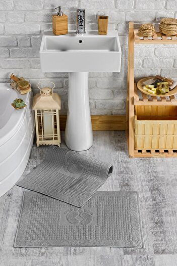 TABEA HOME Foot Towel-Mop Set of 2, 500gr. Grey