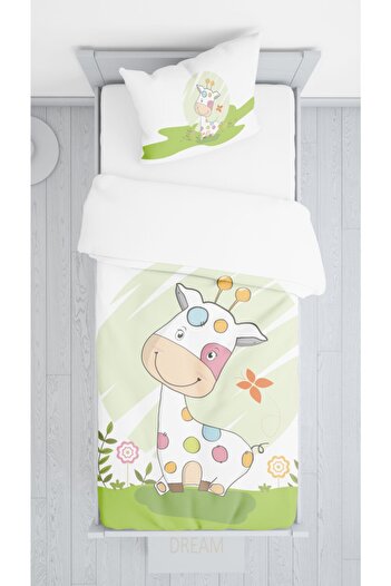 Şen Dekorasyon Colorful Polka Dot Giraffe Children's Bedspread Pillowcase Set