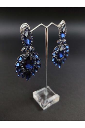 Türkay Aksesuar Navy Blue Crystal Stone Henna Wedding Bridal Earring – Bijoux Earring – Bijoux Earring – Bijoux Earring