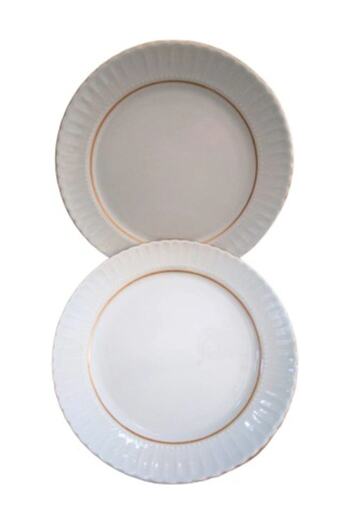 Kütahya Porselen Serving Plate, Gilded Plate, 6 Pieces 25 Cm