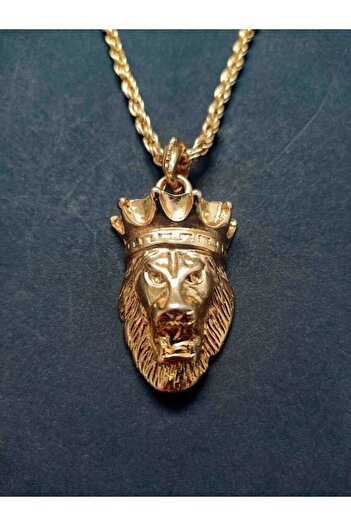 The Collection Erkek Sarı Aslan Kral Gümüş Kolye