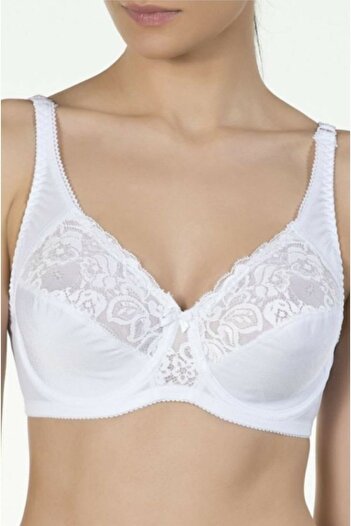 Kom Women's White Lace Underwire Compressor Bra