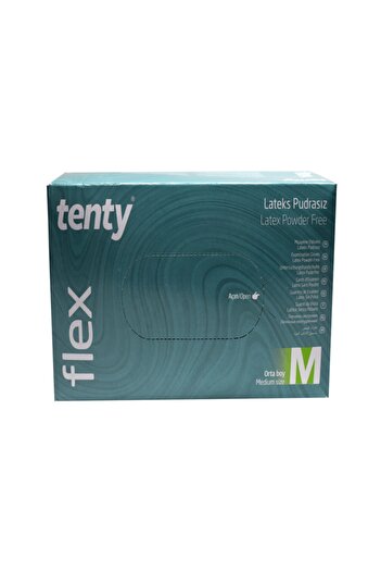 Tenty Flex Latex Powder-Free Exam Gloves Medium - Box of 100