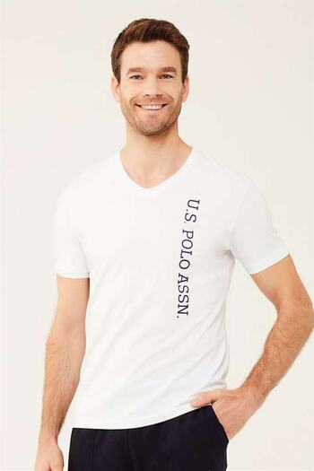 U.S. Polo Assn. Ανδρικό T-shirt σε λευκό λαιμόκοψη 18466