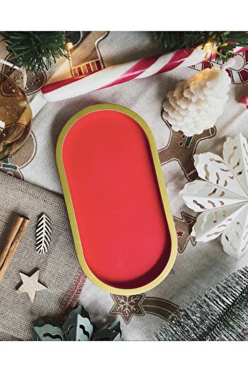 Orange Atelier Decorative Oval Concrete Christmas Plate Jewelry Plate Candle Plate Organizer New Year New Year
