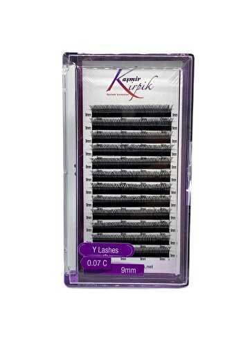 KAŞMİR KİRPİK Kaşmir Y Kirpik , Otomatik Demet Oluşturan Kirpik 0.07 Mm C Kıvrım 9 Numara Boy