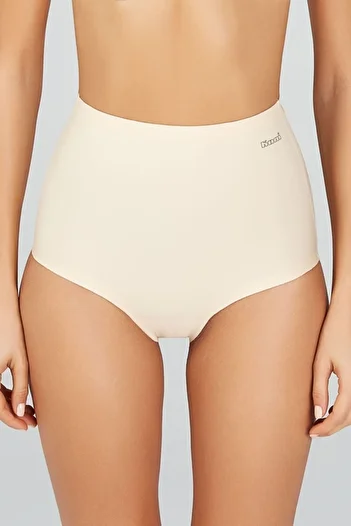 Kom Chiloți de bikini cu talie înaltă, bej, micro modal, fără sudură, 6 buc S-xl