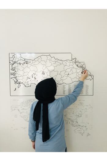 Tutunabilir Kağıt Türkiye Ve Dünya Haritası Yazı Tahtası Akıllı Kağıt Tahta Statik + Kalem