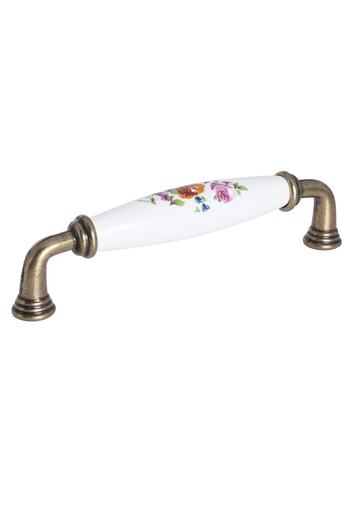 Porcellana Perla Porcelain Handle Cabinet Drawer Furniture Kitchen Handle Ruby 128Mm-Antiqueyellow-White-Stk090