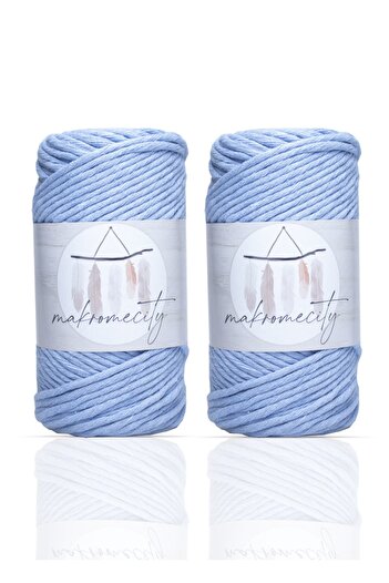 Makromecity Premium Screened Macrame Thread 3mm Single Twist Macrame Screenable Hobby Thread Set of 2 2 Pieces Baby Blue