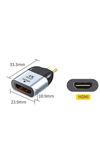 Alfais 4892 Type C To Hdmi 4k 60hz Mini Çevirici Dönüştürücü Adaptör