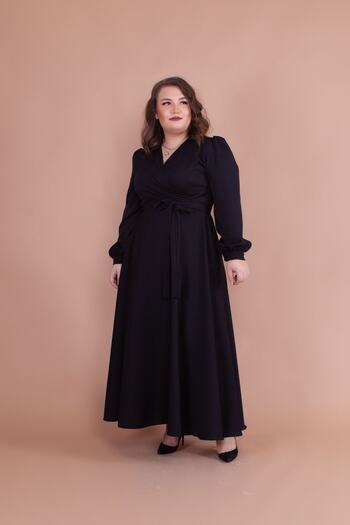 Bidoluelbise Γυναικείο φόρεμα Μαύρο Plus Size Maxi Μήκος