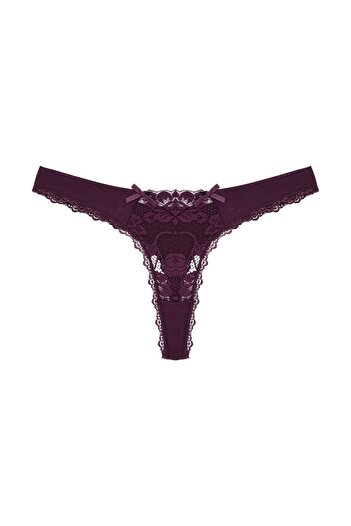 Zena Chiloți de damă cu șir detaliat din dantelă din bumbac violet