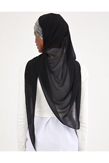 Differenza Triangle Chiffon Scarf - Black Silver