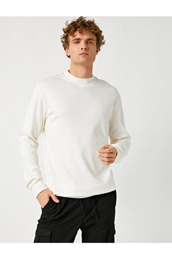 Koton Weißes Herren-Sweatshirt 1KAM74082OK