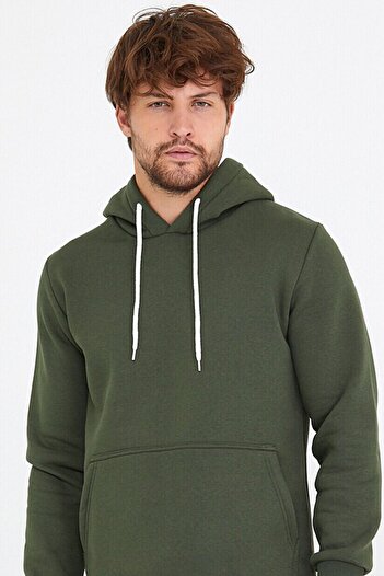 AMAZING CRASH Khaki Unisex Hooded Kangaroo Pocket Basic Sweatshirt