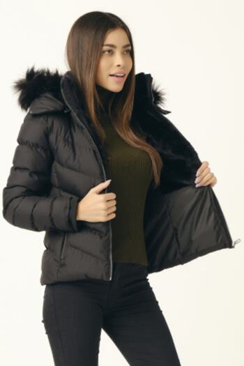PIQUE Adele Women's Collar Faux Fur Detachable Hooded Coat Beste
