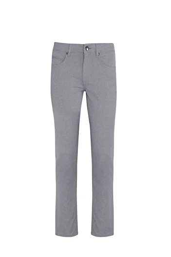 Hatemoğlu Blue Regular Fit Patterned Cotton 5 Pocket Canvas Trousers