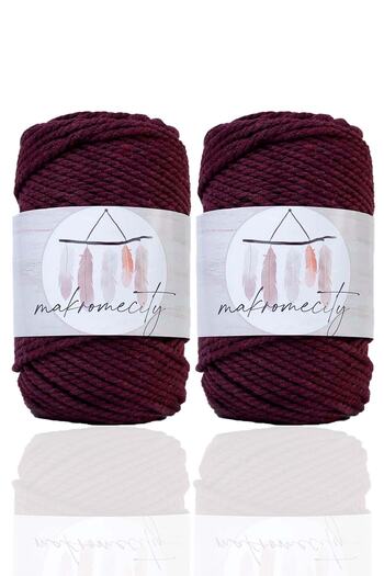 Makromecity Premium 3 Twist Cotton Macrame Thread 3mm Three Twist Taranan Macrame Rope 250 Gr Set of 2 2 Claret Red