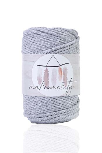 Makromecity Premium 3 Twist Cotton Macrame Thread 3mm Three Twist Screening Macrame Rope 250 Gr Set of 2 2 Gray