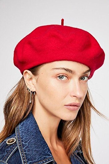 çiğdem eşarp Red French Painter Beret