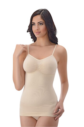 PROSLİM Women's Skin Thin Strap Athlete Corset Gathering Seamless Knitted Seamless Silky 1 Size Thin Appearance