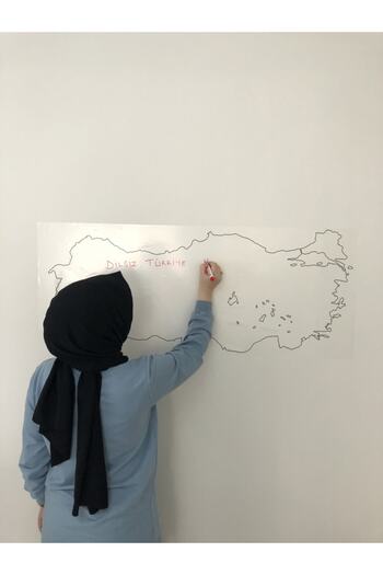 Tutunabilir Kağıt Dilsiz Türkiye Ve Dünya Haritası Yazı Tahtası Statik Akıllı Kağıt Tahta Kalem 2'li Ürün Seti