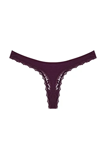 Zena Chiloți de damă cu șir detaliat din dantelă din bumbac violet