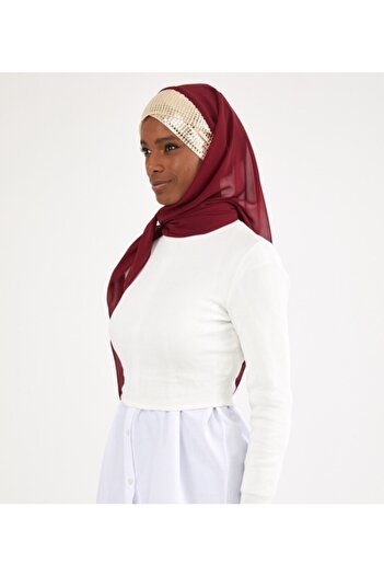 Differenza Triangle Chiffon Scarf - Claret Red Gold