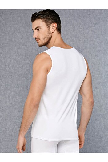 Doreanse Men's White Modal Wide Collar Zero Sleeve Tank Top