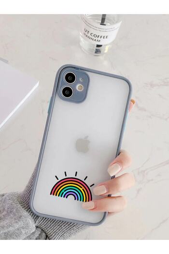 mooodcase iPhone 11 Compatible Smoked Camera Lens Protected Rainbow Pattern Luxury Phone Case