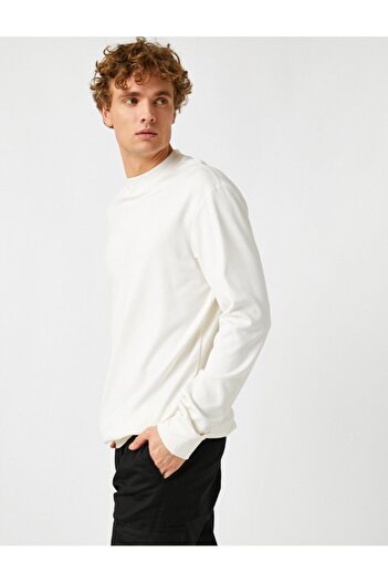 Koton Weißes Herren-Sweatshirt 1KAM74082OK