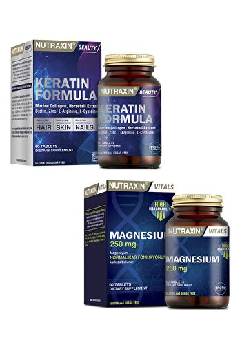 Nutraxin Keratin Formula 60 Tablet + Magnesium Citrate 250 Mg 60 Tablets + 1 Piece Sachet Collagen