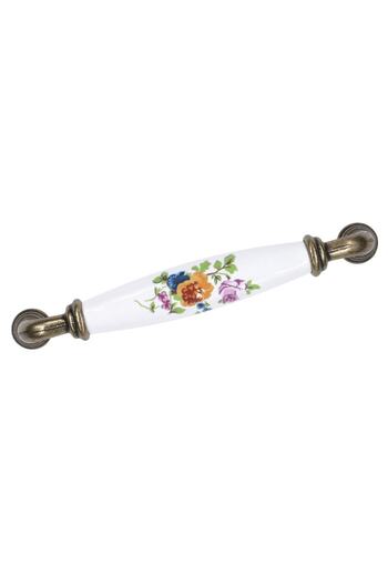 Porcellana Perla Porcelain Handle Cabinet Drawer Furniture Kitchen Handle Ruby 128Mm-Antiqueyellow-White-Stk090