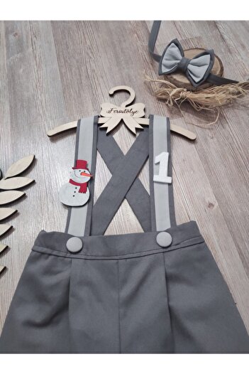 Feriatolye Winter Concept Snowman Themed Baby Boy Trousers Salopette Birthday Outfit