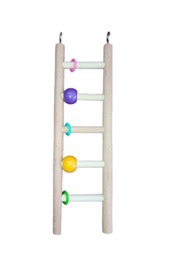 Wooden Bird Beaded Wooden Bird Ladder (5 Steps)
