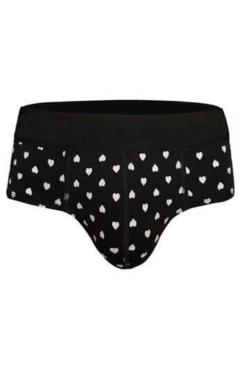 darkzone Men's Heart Patterned Black Cotton Slip