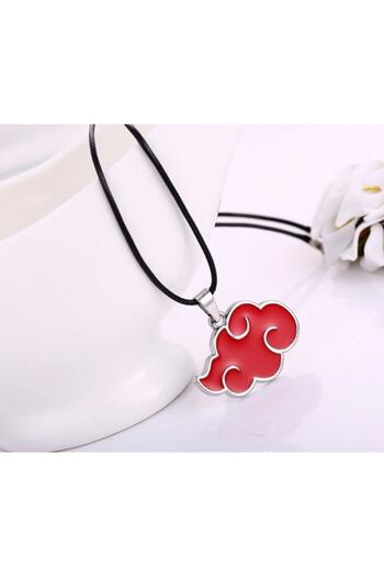 Kuzgunshop Women's Red Naruto Akatsuki Symbol Necklace