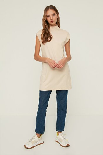 Trendyol Modest بطانة تونيك بدون أكمام بياقة واقفة باللون الأزرق الداكن والأحجار - عبوة من قطعتين TCTSS21UK0033