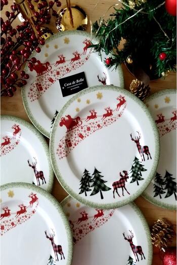 CASA DE BELLA Christmas Patterned Porcelain Cake Plate for 6 People